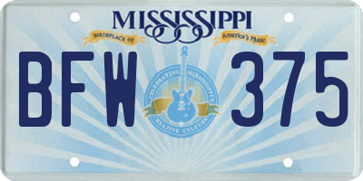 MS license plate BFW375