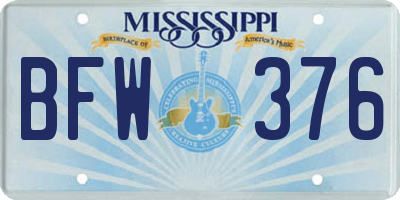 MS license plate BFW376