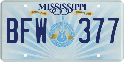 MS license plate BFW377