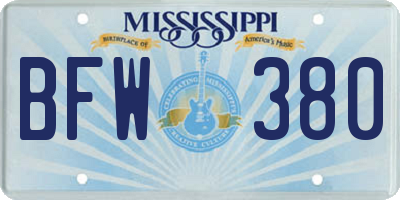 MS license plate BFW380