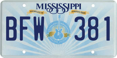 MS license plate BFW381