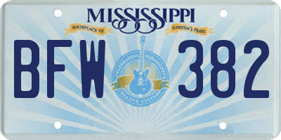 MS license plate BFW382
