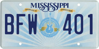 MS license plate BFW401