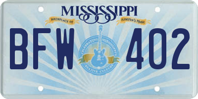 MS license plate BFW402