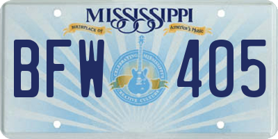 MS license plate BFW405