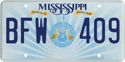 MS license plate BFW409