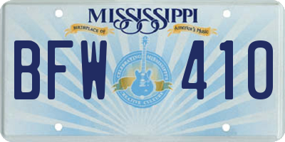 MS license plate BFW410