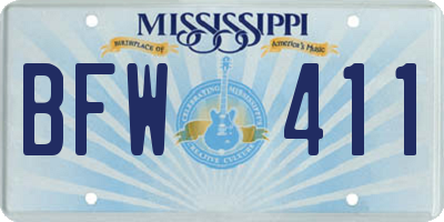 MS license plate BFW411