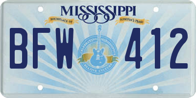 MS license plate BFW412