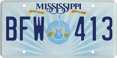 MS license plate BFW413