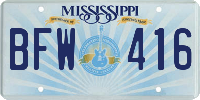 MS license plate BFW416