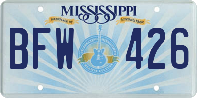 MS license plate BFW426
