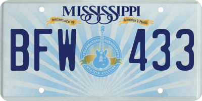 MS license plate BFW433