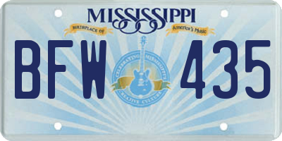 MS license plate BFW435
