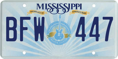 MS license plate BFW447