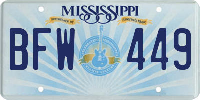 MS license plate BFW449