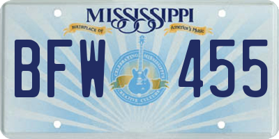MS license plate BFW455