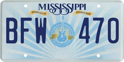 MS license plate BFW470