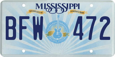 MS license plate BFW472