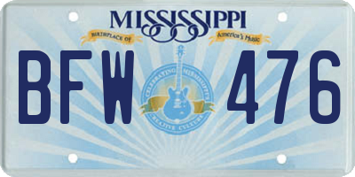 MS license plate BFW476