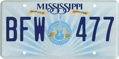 MS license plate BFW477