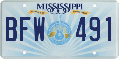 MS license plate BFW491