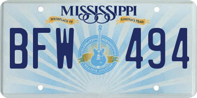 MS license plate BFW494