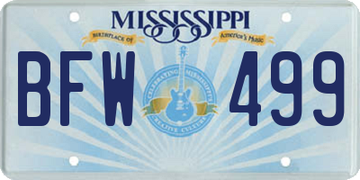 MS license plate BFW499