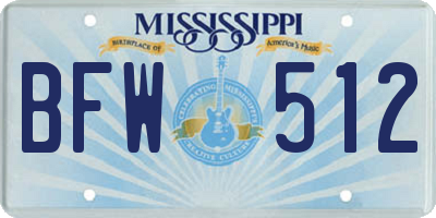 MS license plate BFW512