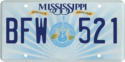 MS license plate BFW521
