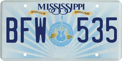 MS license plate BFW535