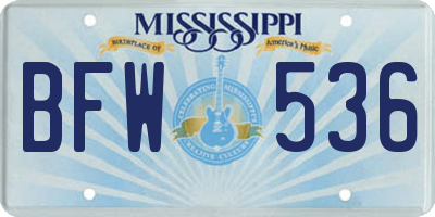 MS license plate BFW536