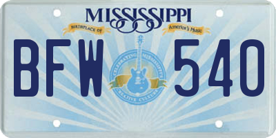 MS license plate BFW540