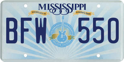 MS license plate BFW550