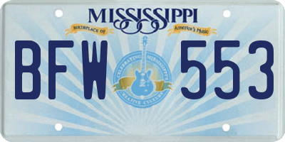MS license plate BFW553