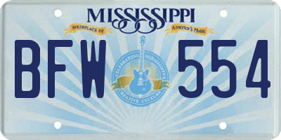 MS license plate BFW554
