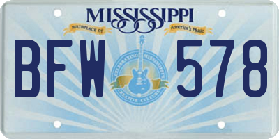 MS license plate BFW578