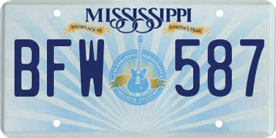 MS license plate BFW587