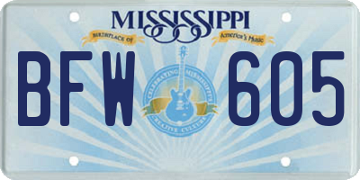 MS license plate BFW605