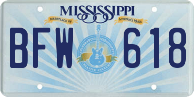 MS license plate BFW618