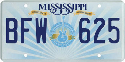 MS license plate BFW625