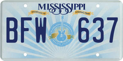 MS license plate BFW637