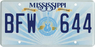 MS license plate BFW644