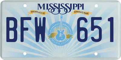 MS license plate BFW651