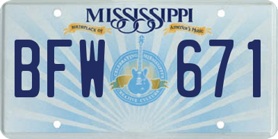 MS license plate BFW671