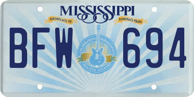 MS license plate BFW694