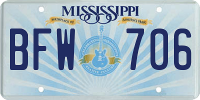 MS license plate BFW706