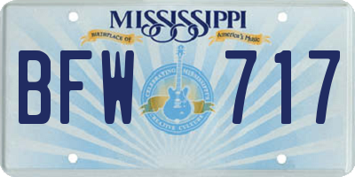 MS license plate BFW717
