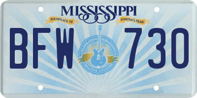 MS license plate BFW730