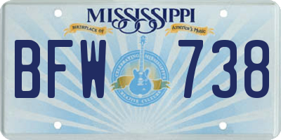 MS license plate BFW738